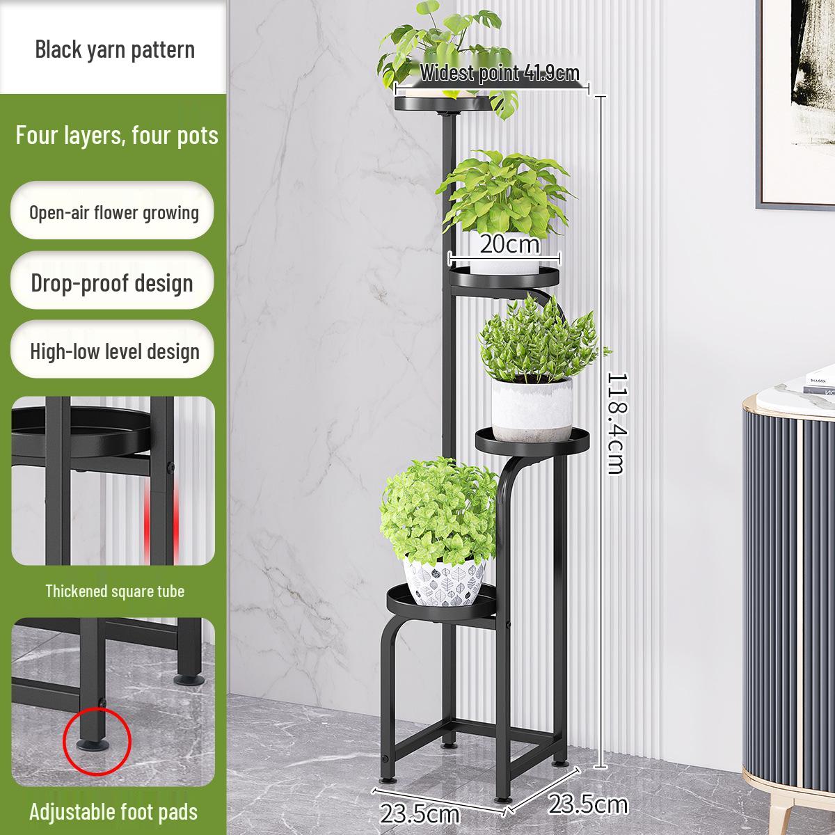 Iron Art Multi-layer Succulent and Flower Pot Display Rack for Indoor/Outdoor Use