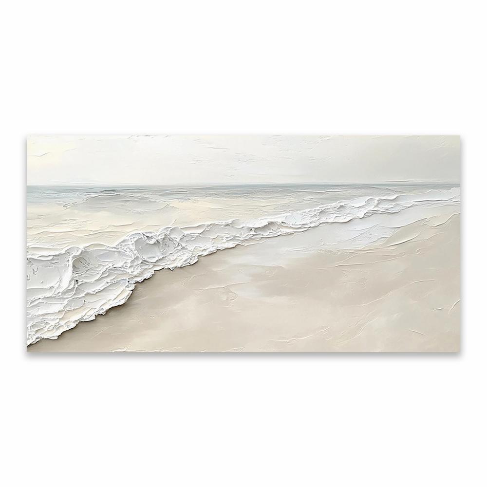 Ocean Wave Textured Print Abstract Ocean Wave Wall Art Poster White and Beige Texture Art Canvas Painting Modern Home Decor 20X40CM No Framed
