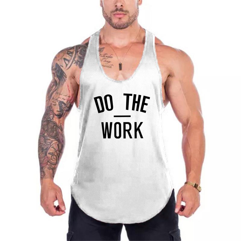 Muscleguys Men Running Vests DO THE WORK Gym Tank Tops Fitness Clothing Mens Bodybuilding Stringer Tanktop Sports Clothing Sleeveless Shirt
