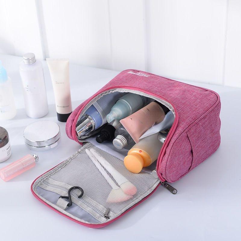 Travel Makeup Storage Bag Polyester Large Capacity Waterproof Dry Wet Separation Bag Women Travel Hook Wash Bag