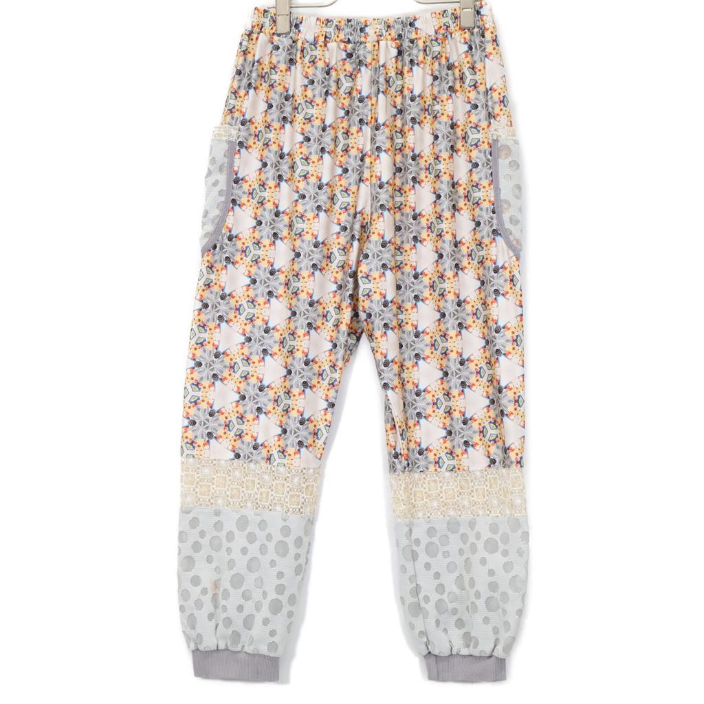 TATA CHRISTIANE White x Silver Material Switching Easy Pants Bottoms Not written multicolorUsed