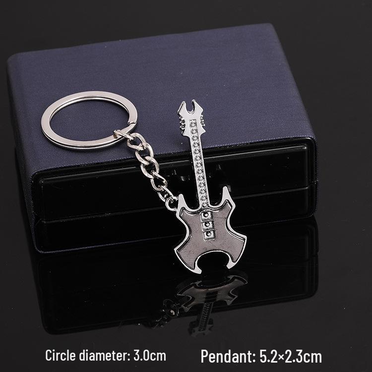 European & American Rock Guitar Keychain: Hip Hop Drip Oil Alloy Pendant Charm for Women's Bags