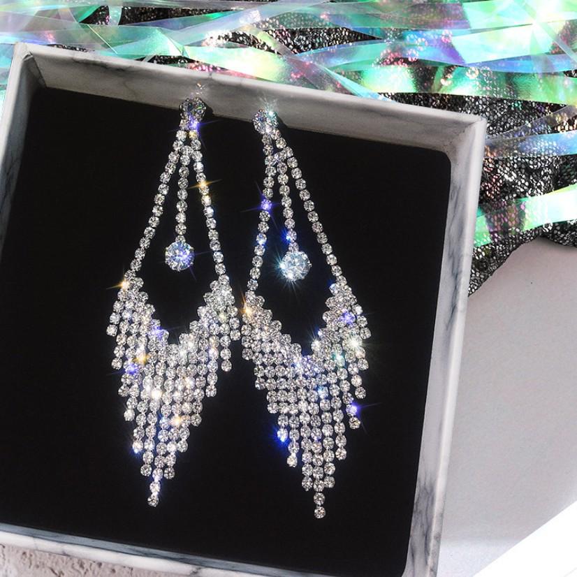 

Срібні сережки з довгими китицями Super Flash Diamond S925 - універсальні жіночі сережки-прикраси для вух знаменитостей у корейському стилі