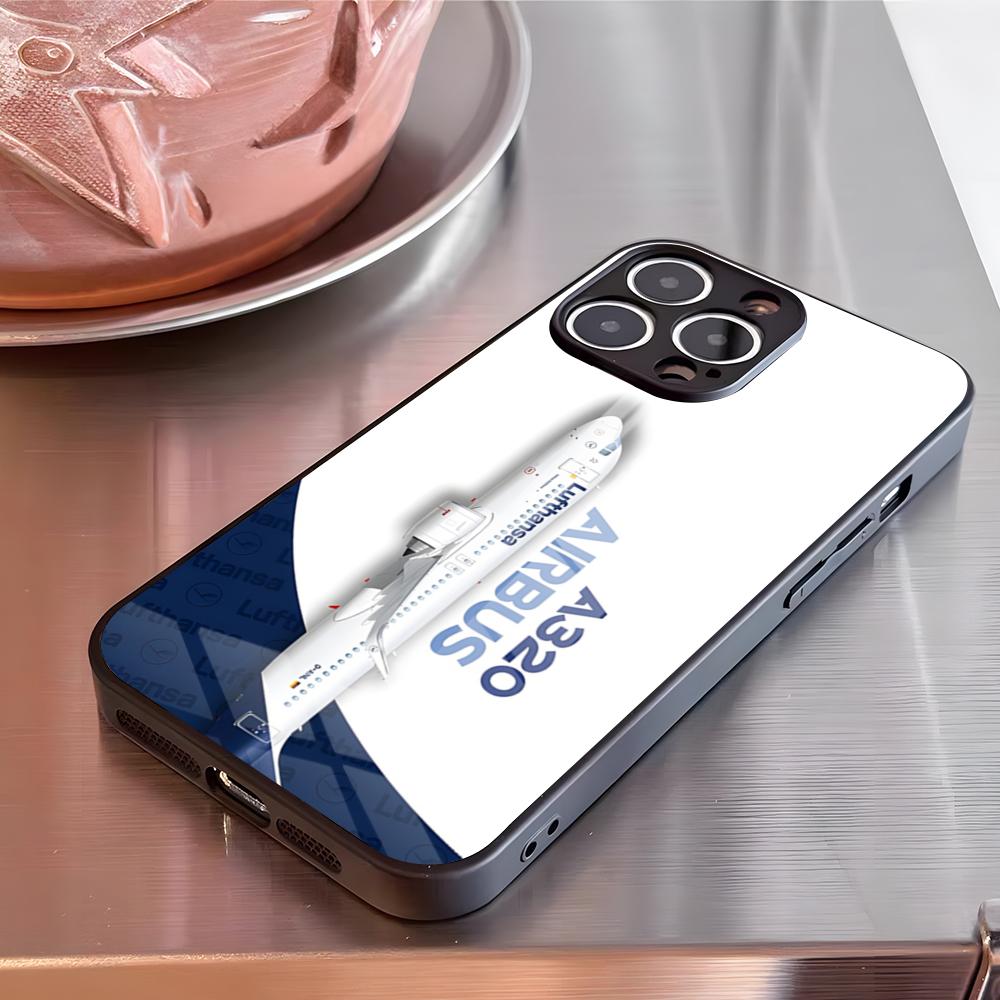 

Airbus Logo Phone Case For IPhone 17 Pro Max 16 15 14 Pro Max 13 11 X Xs Xr 8 7Plus Glass Cover iPhone 13 Pro Max
