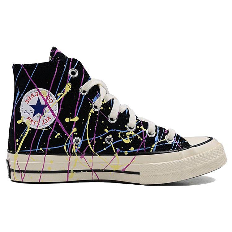 Converse Chuck 70 High Paint Splatter - Black Unisex Sneakers Hyper-Magenta Egret 170801C