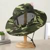 Breathable Wide Brim Bucket Hat With Drawstring, Sun Protection Windproof Mesh Camo Fishing Hiking Outdoor For Men