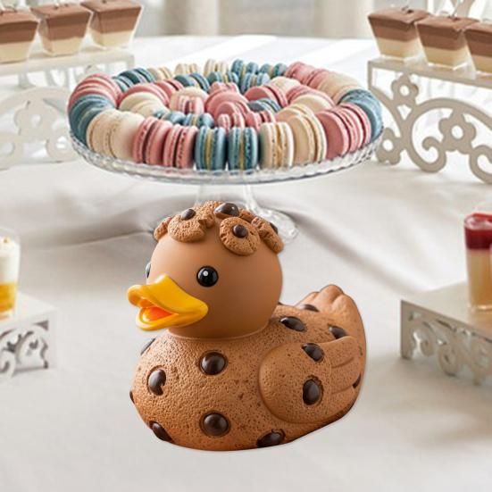 Dessert Duck Figurine Cartoon Duck Statue Vinyl Animal Sculpture Home Office Desktop Bookshelf Decoration Ornament