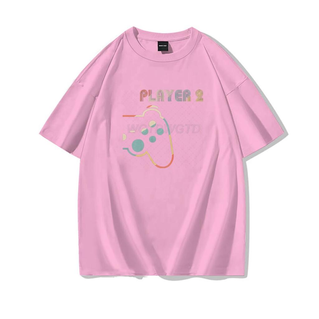 Matching Video Gamers Couple Player 1 Player 2 Tshirt Valentines Day Gifts Funny Matching Couples Short Sleeves Casual Tops