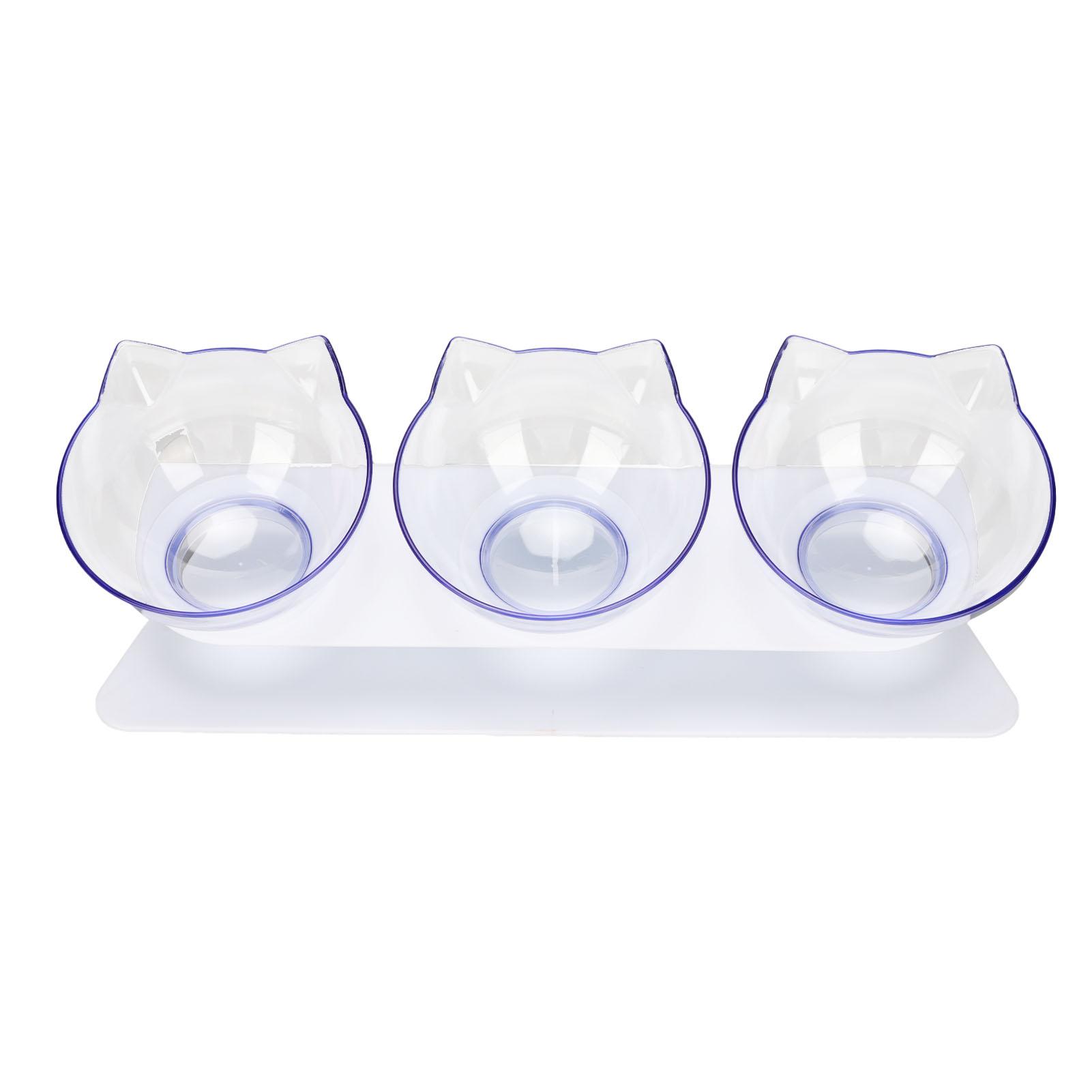 

Cat Raised Feeder Bowl 3 Bowls Transparent Detachable Cervical Spine Protection Elevated Cat Food Bowls for Pet Cat