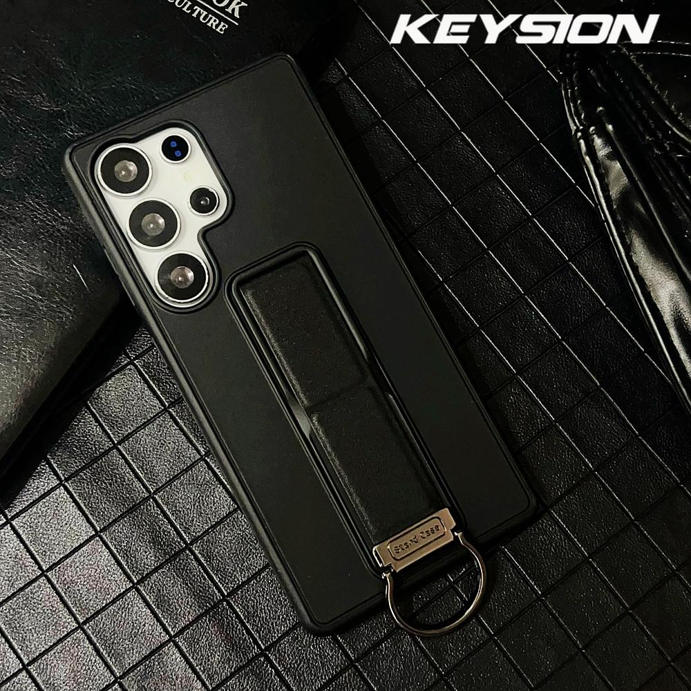 

KEYSION Противоударный бронированный чехол для Samsung S26 Ultra 5G Мягкий силикон+ПК Складная подставка Задняя крышка телефона для Galaxy S26+ Plus for Galaxy S26 чёрный