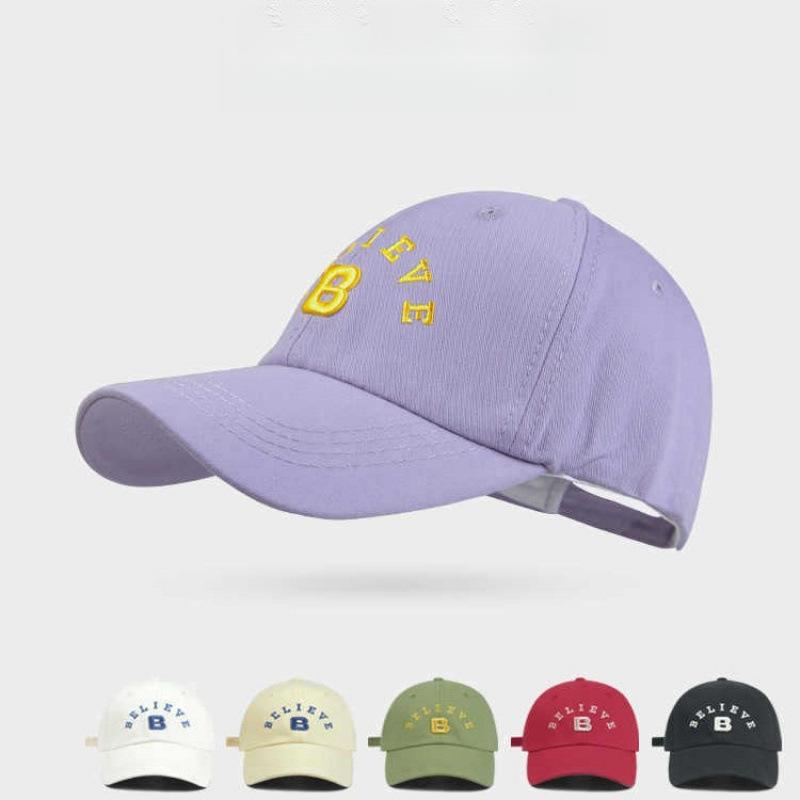 Color Dopamine Wear Embroidery Spring And Summer Baseball Cap Women'S Big Head Circumference Show Face Small Fashion Cap