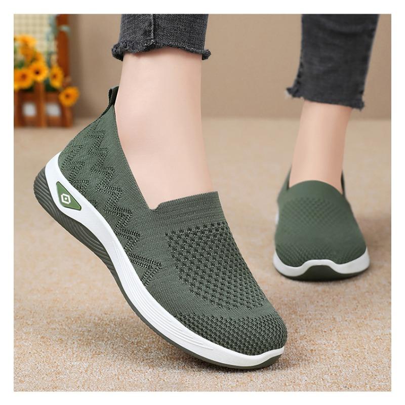 Damskie oddychające dzianinowe buty wsuwane do chodzenia, lekkie, codzienne, wygodne mokasyny