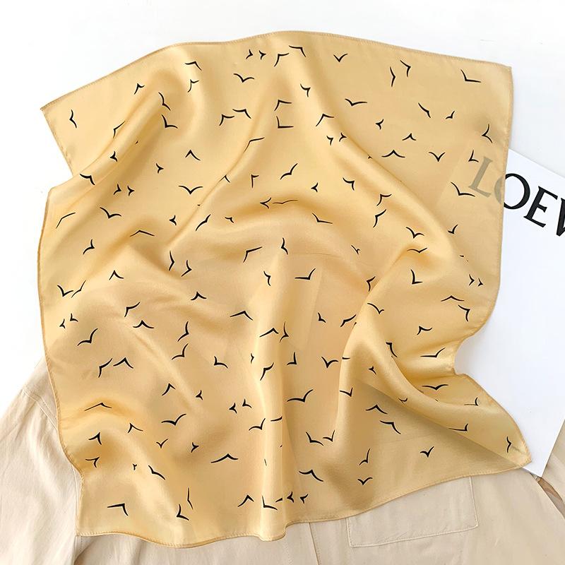 100% Pure Silk Scarf Women Neck Hair Band Foulard Square Small Headband  Fashion Print Neckerchief Scarves Bandana 53*53cm