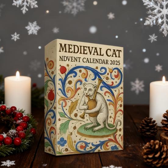 Medieval Cat Advent Calendar 2025 24 Day Christmas Countdown with 24 Collectible Medieval Cat Acrylic Ornaments for Cat Lovers Art Fans