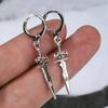 Y2K Punk Sliver Color Sword Pendant Hoop Earrings for Men Women Personality Hip Hop Street Couple Dangle Earrings Jewelry Gifts