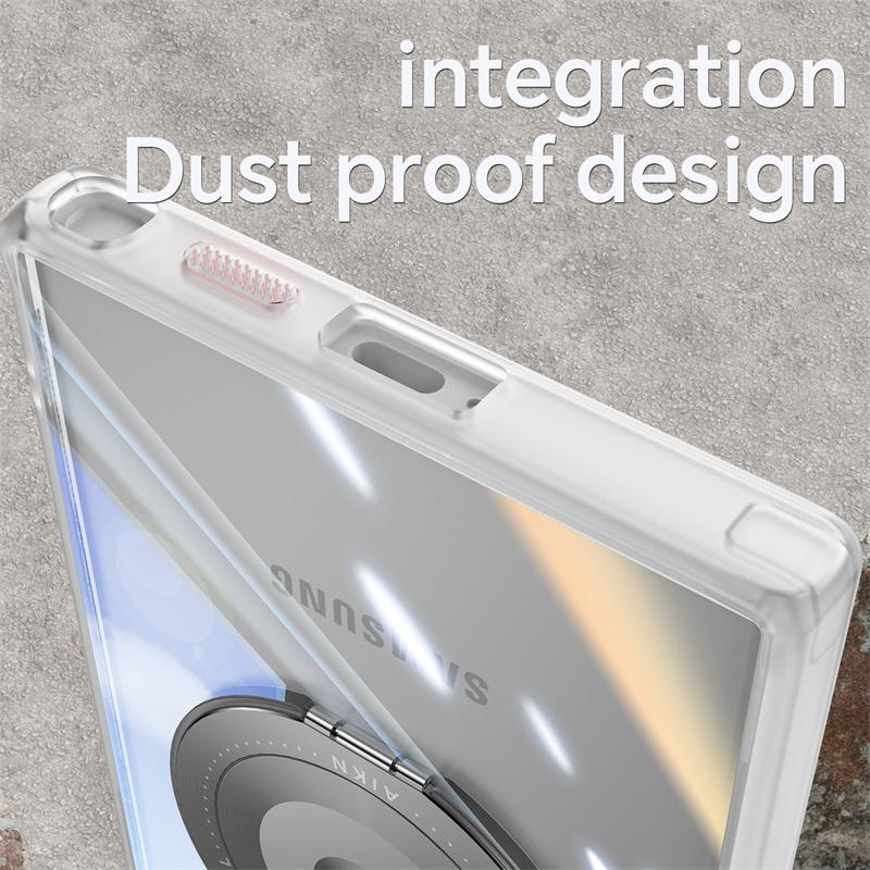 Transparent Hard Case For For Samsung Galaxy S25 S24 S23 Ultra Plus For Magsafe Magnetic Charge Shockproof Armor Stand Holder Cover