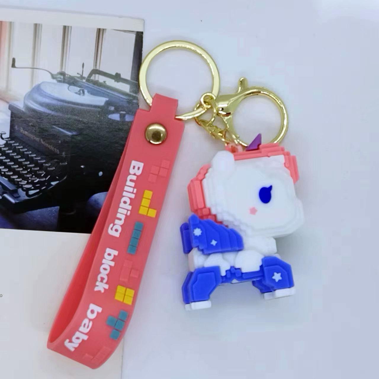 

Cross Border Creative Cartoon Figurines Building Blocks Unicorns Keychains Bags Car Keychains Accessories Gifts Cartoon Frind