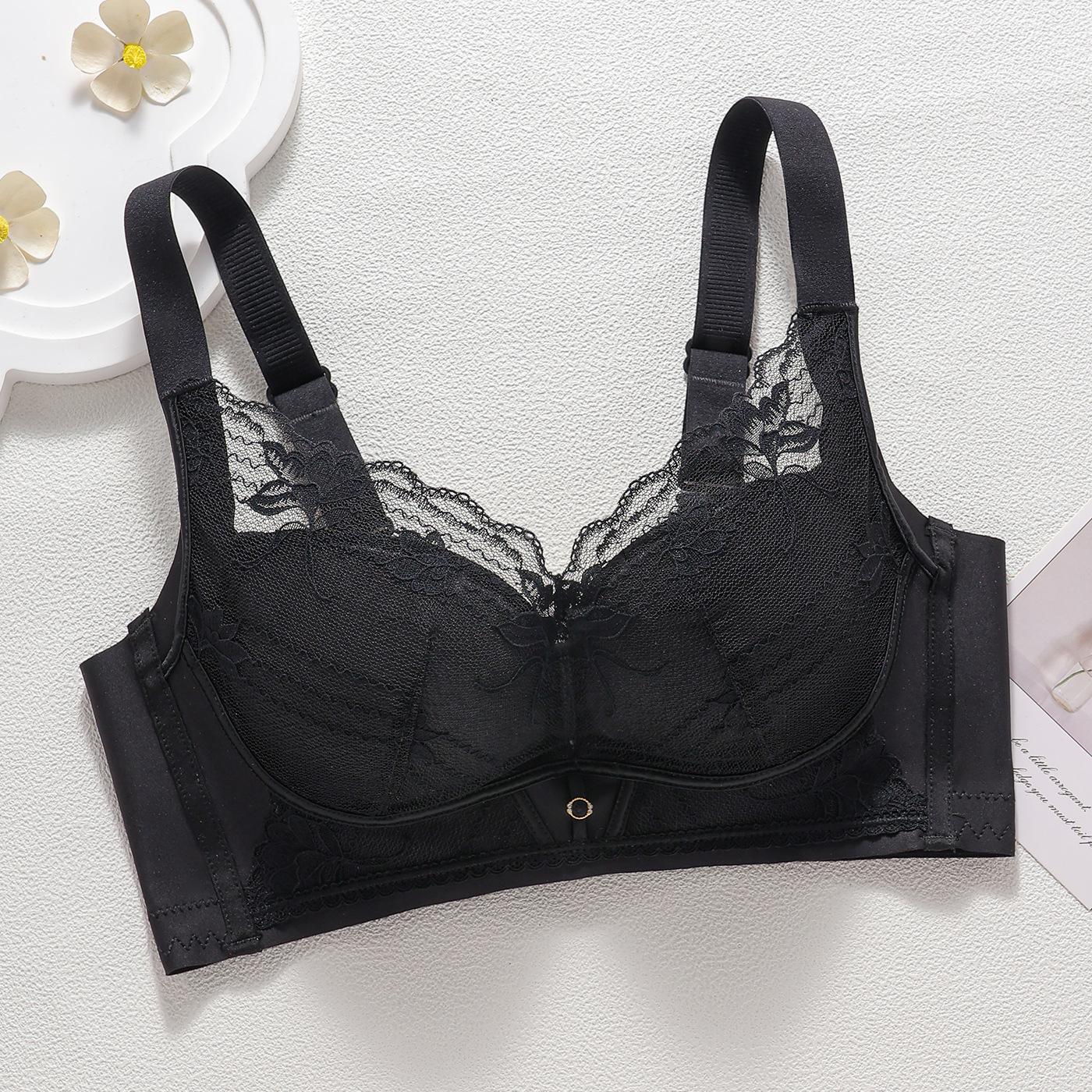 

Side bone-free steel ring bra, small breasts gather and show big, Modal is skin-friendly, breathable and comfortable, and collects breast underwear 40/90AB чорний