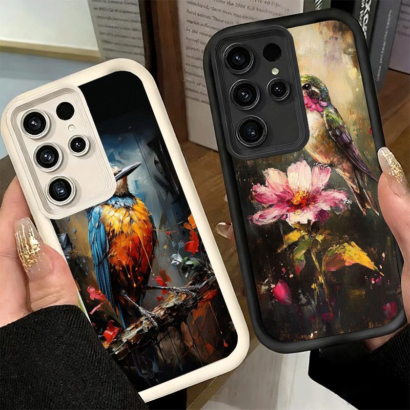 Phone Case for Samsung Galaxy S26 S25 Ultra S24 FE Bird Oil Painting Style Shell S23 Plus S22 + S21 S20 5G Soft Silicone Funda