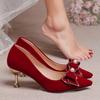 Red wedding shoes spring girl Xiuhe Chinese dress bride shoes spring 2025 new niche wedding high heels