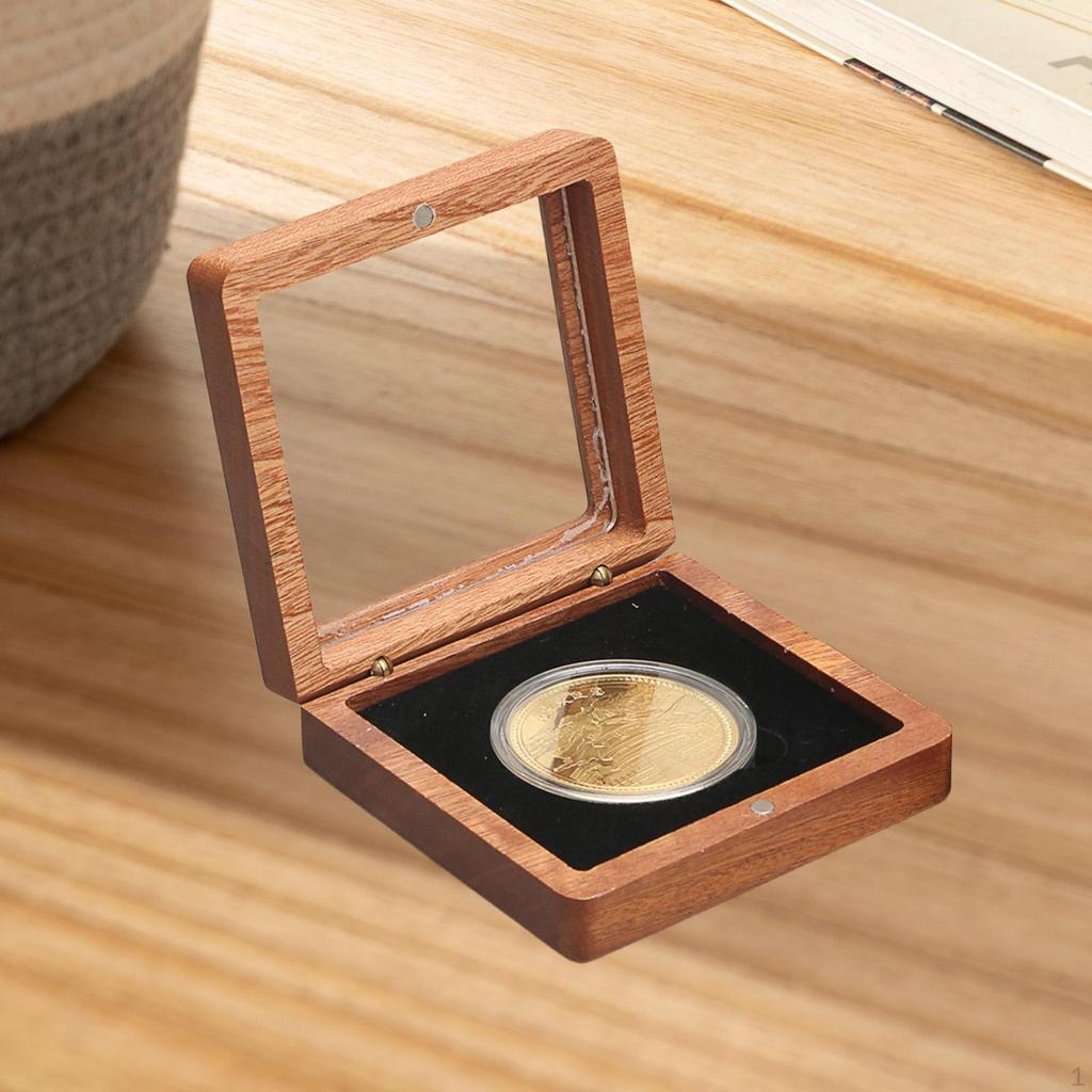 Holz-Präsentations-Display-Box Gedenkhalter Geschenk mit Klarsichtdeckel Aufbewahrungskoffer für