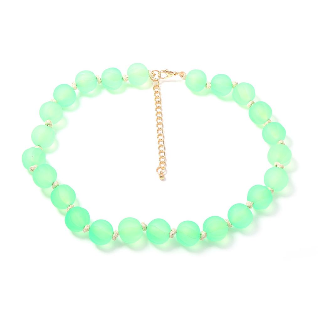 Fashion Dopamine Multi-color Optional Matte Round Beaded Necklace Vitality Fresh Holiday Atmosphere Women's