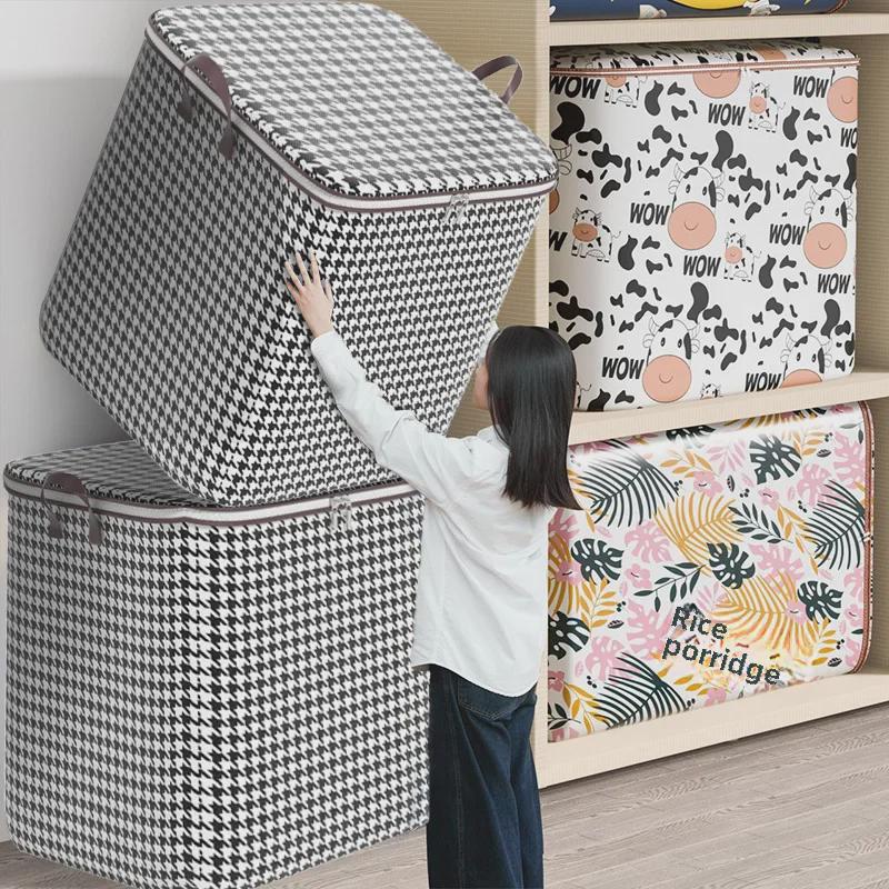 Coș de depozitare pliabil gigant pentru haine și pilote cu mânere pentru rufe, cămin sau mutare