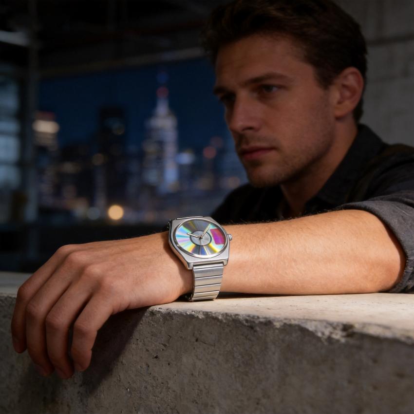 Orologio Minimalista da Uomo Quadrante Blu Tema CD Yeezus Hip Hop Streetwear Orologio Classico Argento Acciaio Inossidabile Cinturino Orologio al Quarzo