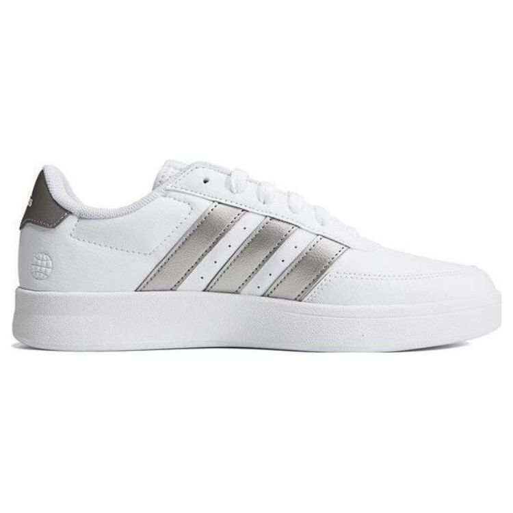 Adidas Breaknet 2.0 Leather Slip Resistant Lightweight Low Top Skate Shoes Women Sneakers White Silver HP9440