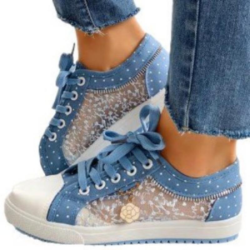 Large size new mesh yarn student solid color hollow casual flat canvas shoes trendy one