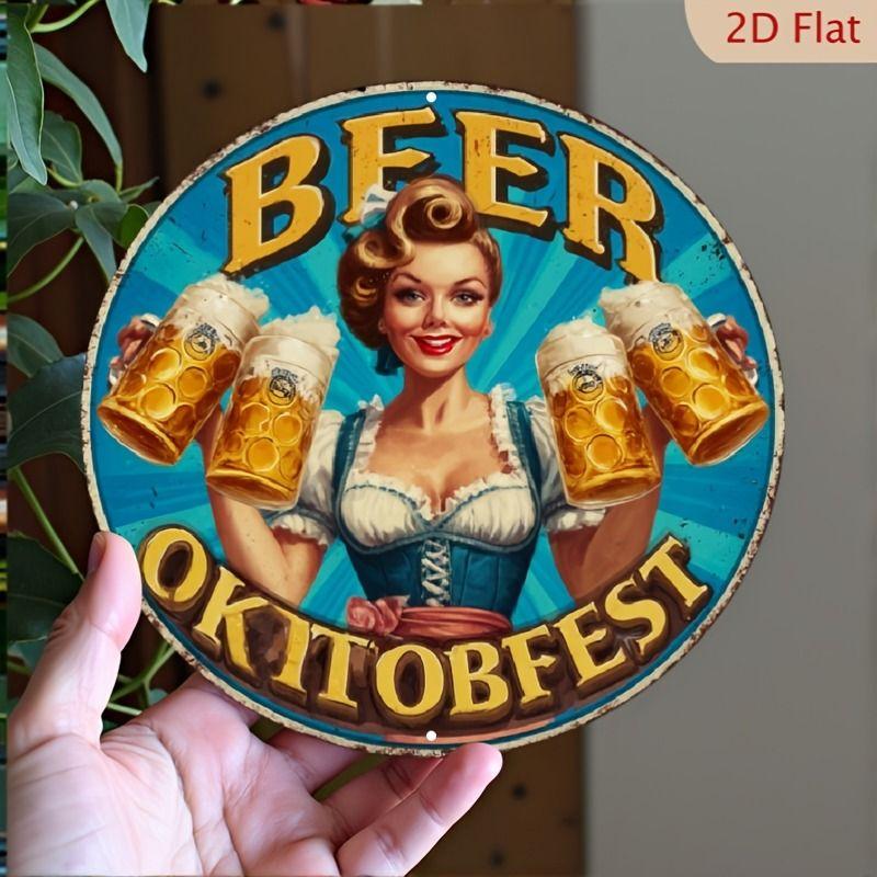 Retro Girl Tin Metal Logo Round Painting for Bar Restaurant
