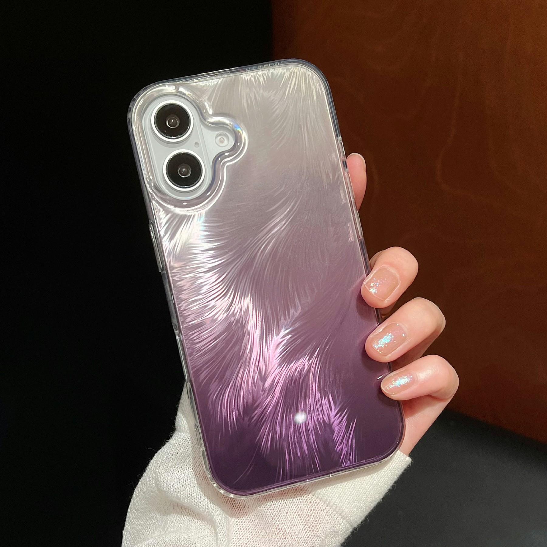 

For iPhone 16 Case Fox Tail Pattern Hot Stamping Electroplating Soft TPU Phone Shell G