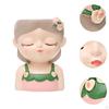 Cartoon Girl Planter Decorative Plant Pot Home Decoration Desktop Flowerpot Small Resin Flower