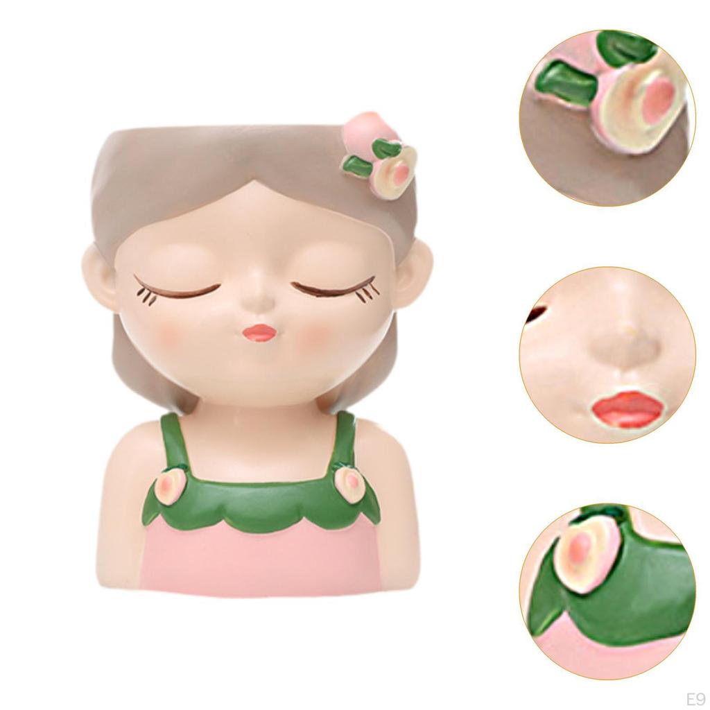 Cartoon Girl Planter Decorative Plant Pot Home Decoration Desktop Flowerpot Small Resin Flower