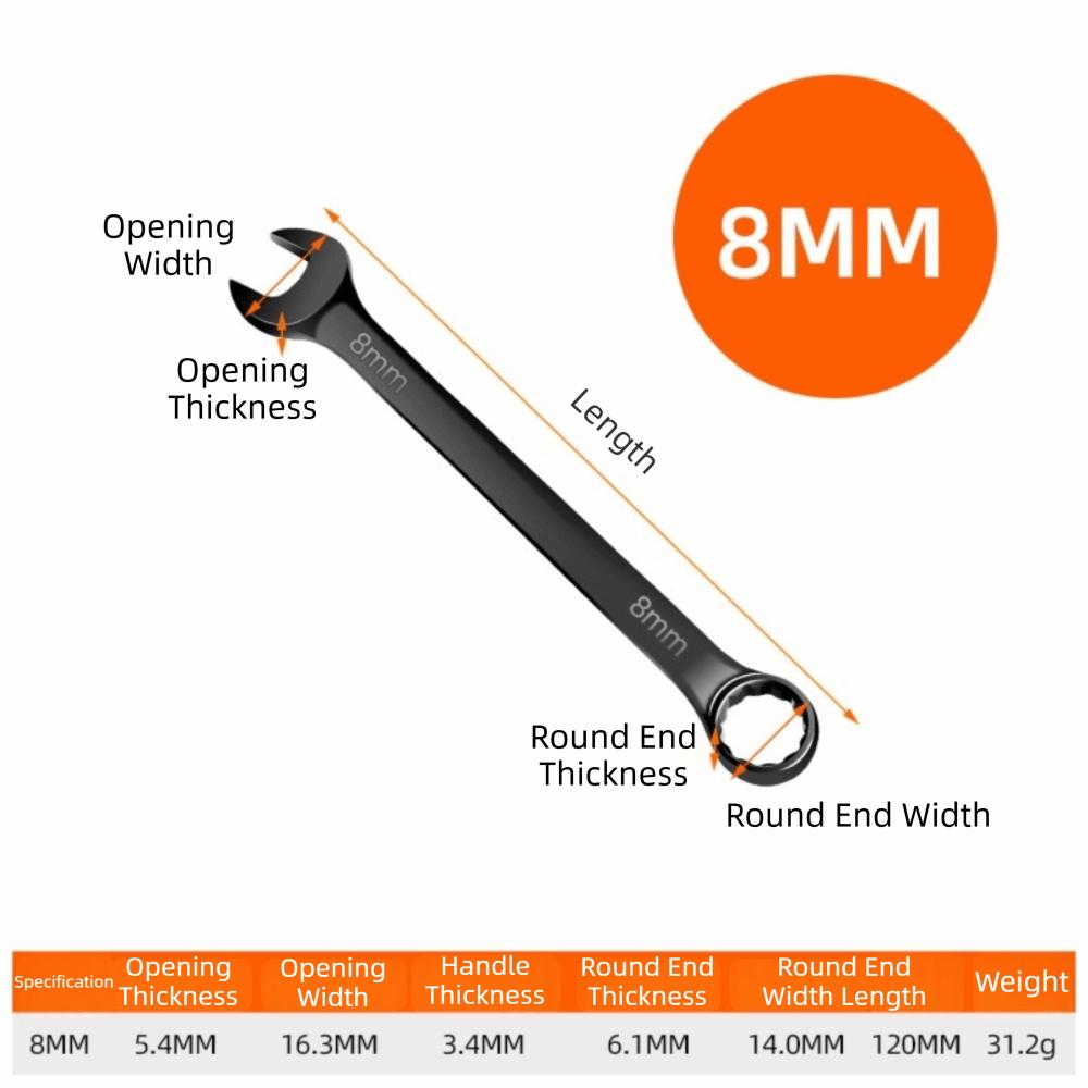 Metric Combination Wrench High-speed Steel Open Box End Wrench Hand Tool Repair Wrench  Home Use 8mm