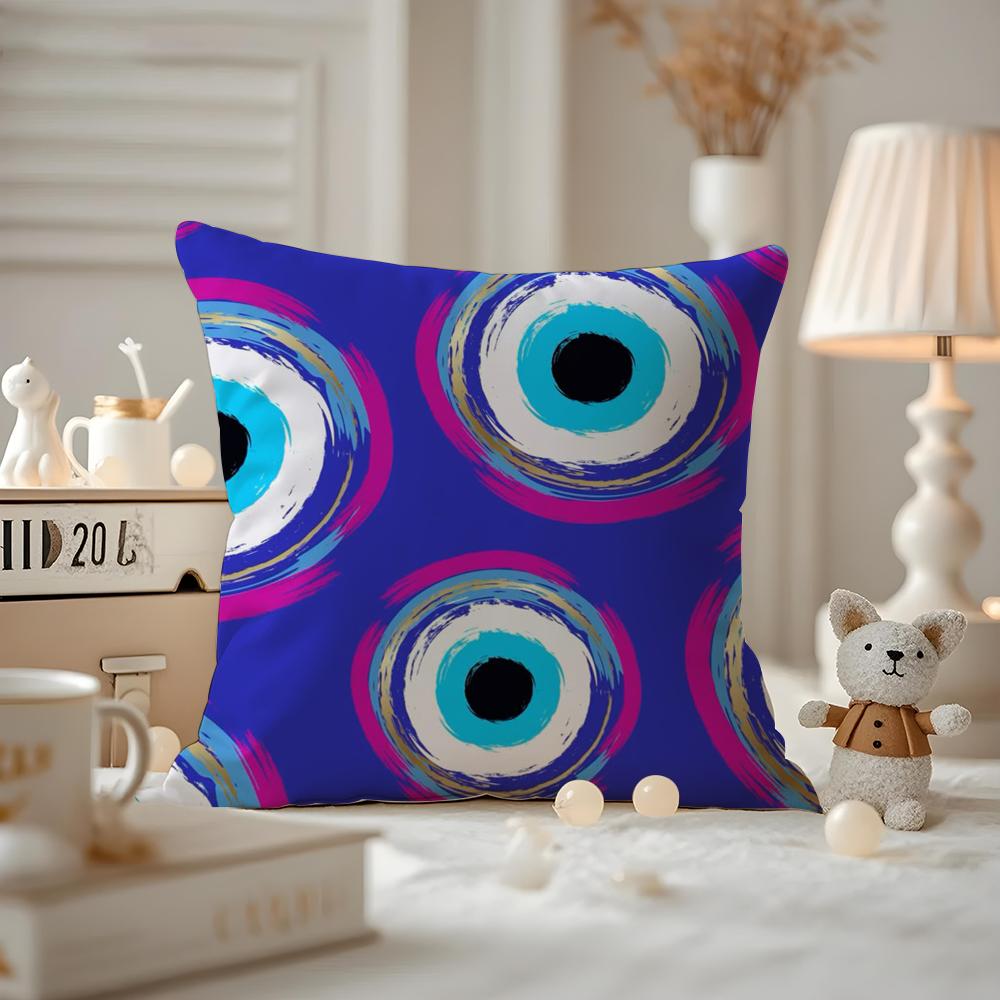 

Evil Eye Symbol Art Cushion Cover Antidustmite Pillowcase Invisible zipper silky short plush Sofa cushion cover 30X30cm