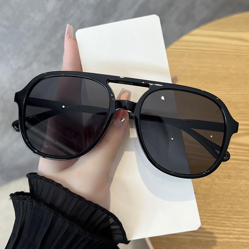 Unisex Fashionable Double Beam Sunglasses Outdoor Sports Fishing Driving Sun Shade Sun Glasses Large Frame Ellipse Goggle