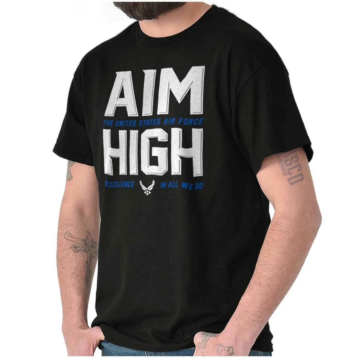 US Air Force USAF Military Logo Aim High Womens or Mens Crewneck T Shirt Tee XXXXL