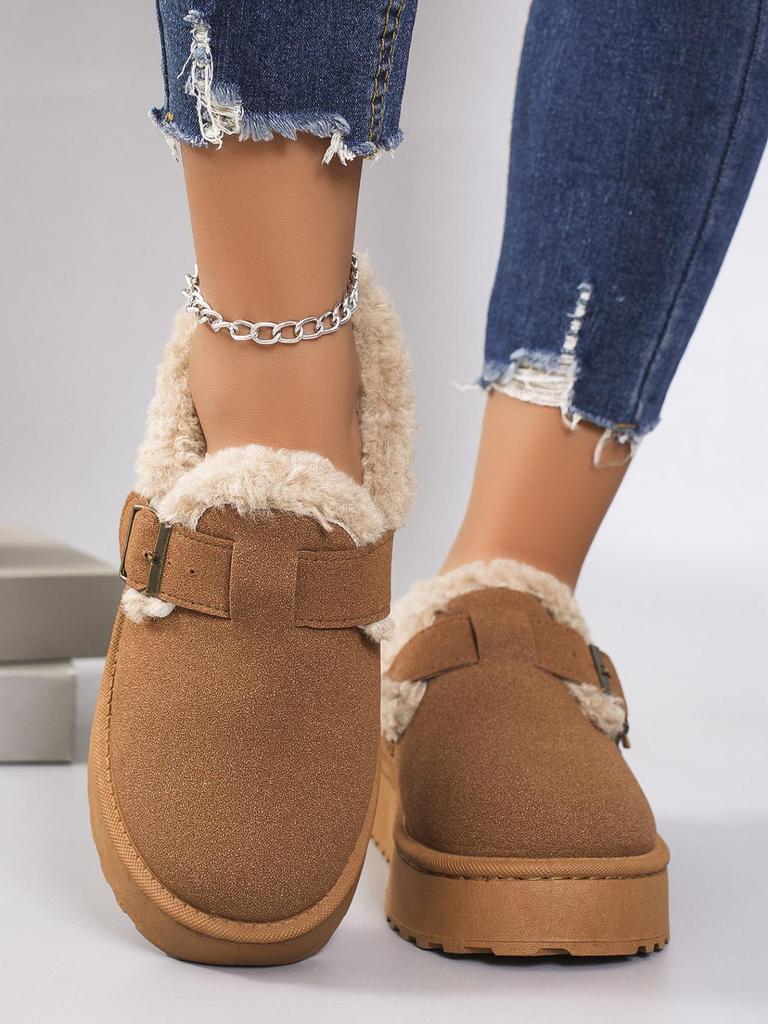 Women's Retro Snow Boots Fleece-lined Moccasins, 2025 Thick-soled Slip-on Winter Shoes.