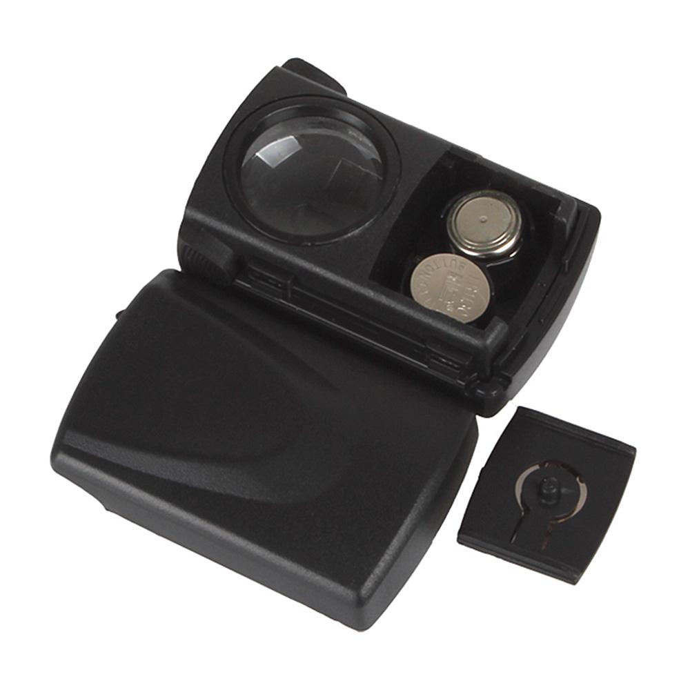 ABS Black Handheld Pull Type Jewelry Magnifier 30X Small Pocket Magnifying Glass with LED Light Source