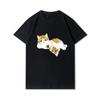 Plus Size Cats Shark Printed Women T Shirts Round Neck Cotton Tops Summer Animal 90S Casual Oversize Black Tees