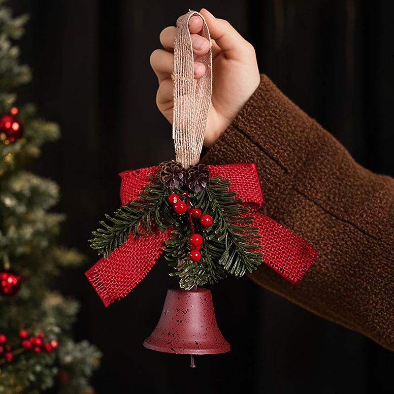 Christmas Bells Bowknot Red Fruit Pine Bough Pinecone Pendant Christmas Tree Jingle Bells Hanging Ornament New  Decor