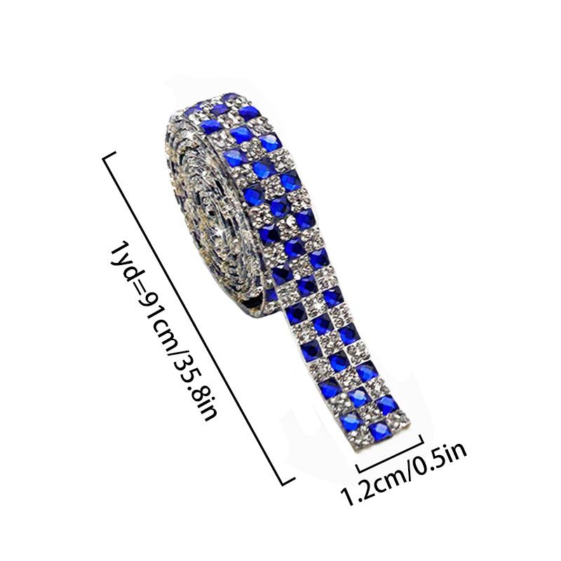 2 Rolls Clothing Accessories for Hats Bags Jackets Rhinestone Tape Iron-On Glass Self-Adhesive Chain Ribbon Multi-Color