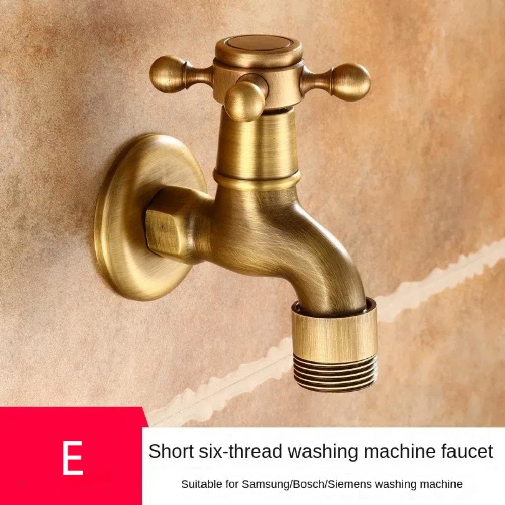 Crane Antique Brass Water Tap Long Faucet Tap Vintage Single Handle Faucet  For Washing Machine