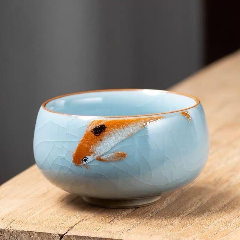 Ru Kiln Teacup Ceramic Ru-Porcelain Gracked Glaze Master Cup Individual Cup Single Cup Tea Bowl Kung Fu Tea Cup Gift Set Teacups  200ml