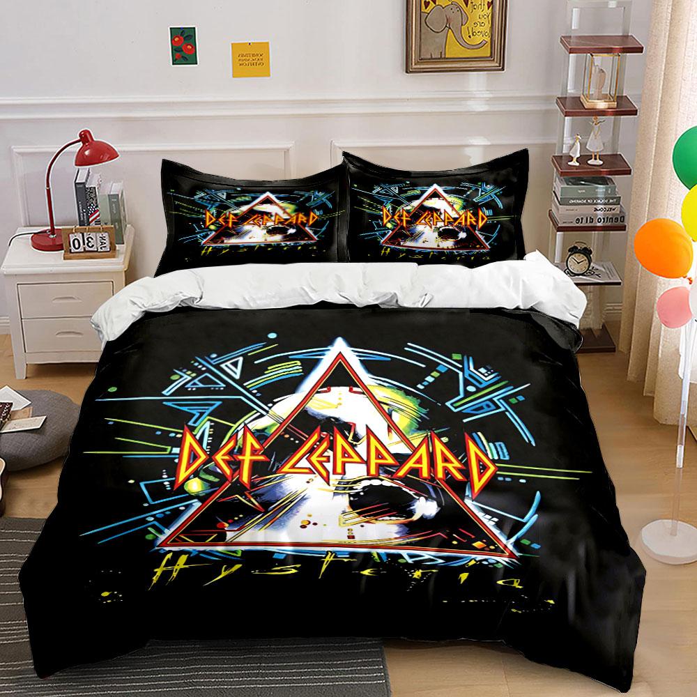 Def Leppard Copertina Album Biancheria da Letto Biancheria da Letto Set Copripiumino Copripiumino Federe  (1 * Copripiumino 2 * Federe, senza piumino)