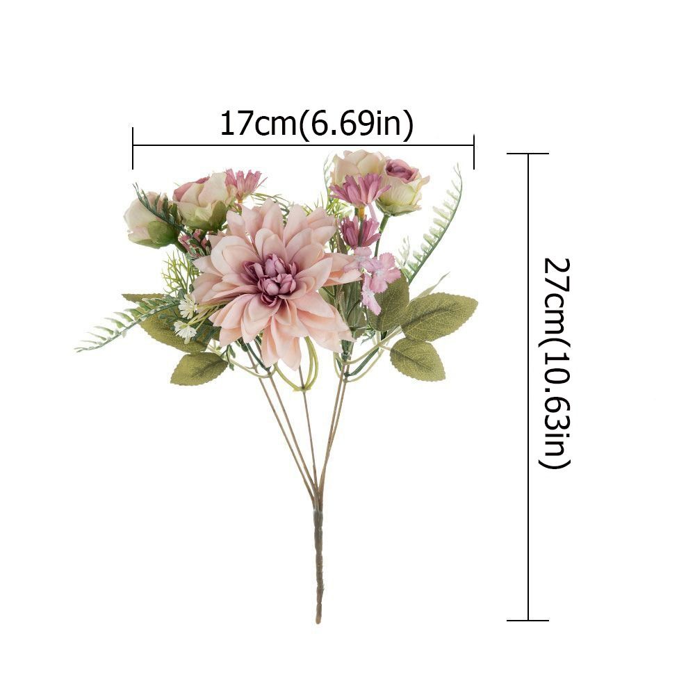 Plastic Artificial Dahlia Rose Flowers Realistic Fake Flowers  Living Room Decor