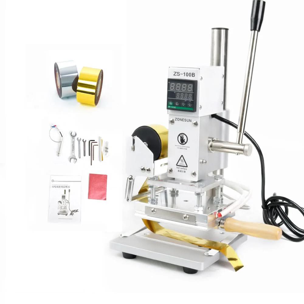 ZONESUN ZS-100B Dual Use Hot Foil Stamping Machine Manual Bronzing Machine For Pvc Card Leather Pencils Paper Stamping Machine 110 volts Only ZS-100B Machine without pencil jig