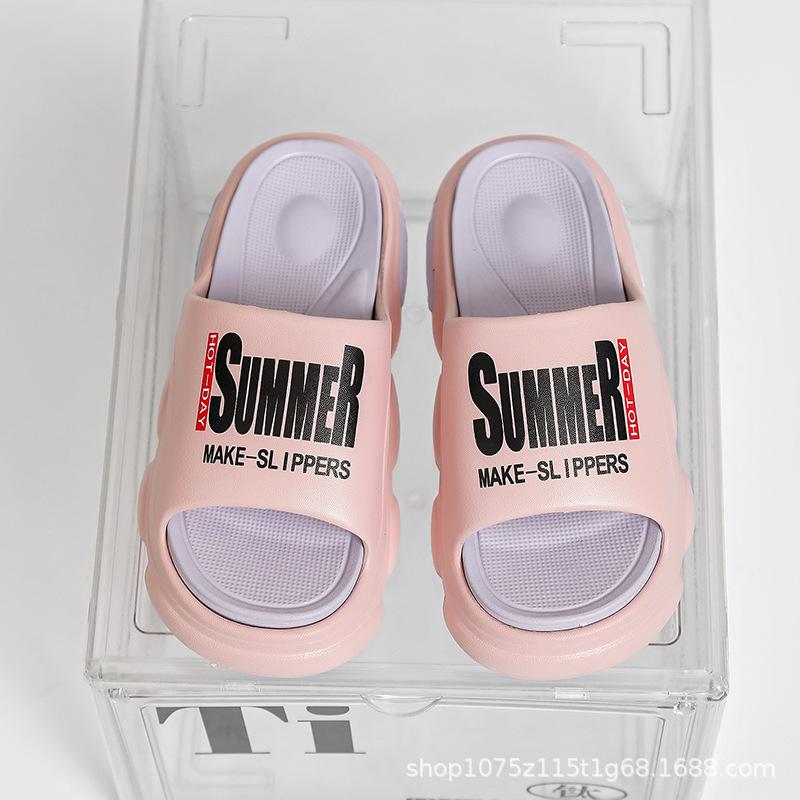 

Slippers men s summer new home non-slip wear-resistant thick bottom casual couple sports beach sandals 44-45 розовый