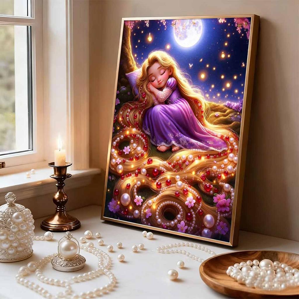 The Handmade Pearl Collage and Pearl Embroidery Artworks of The Princesses From DisneyTangled Are Both Gifts and Home Decorations